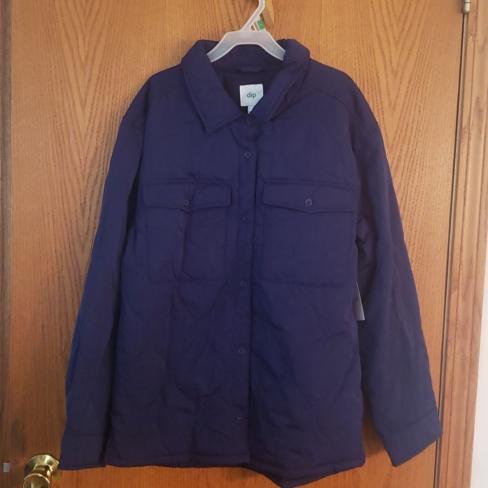 NWT Navy Blue dip Lightweight Quilted Lined Jacket Coat Youth Sz M (8-10)
